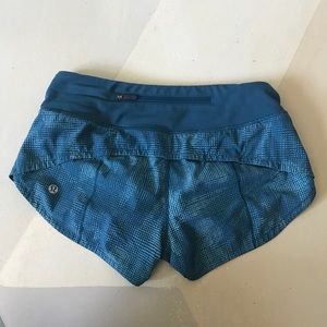 blue lululemon speed up shorts size 0